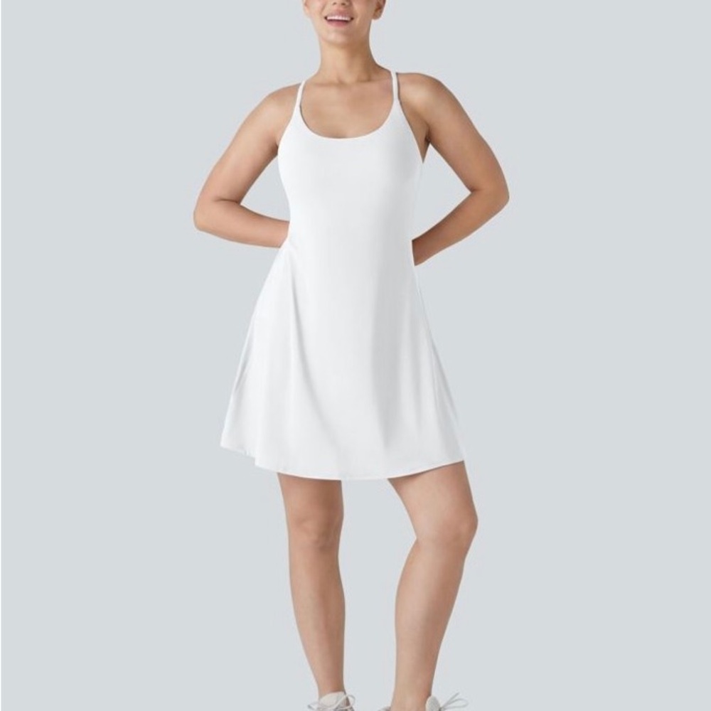 HALARA White athletic dress with shorts